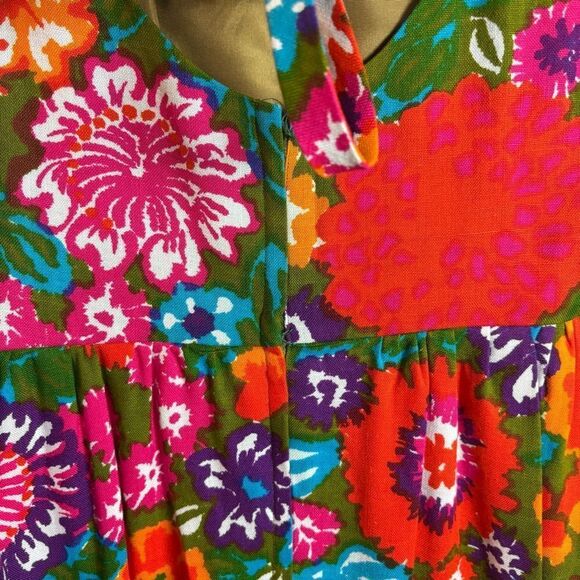 Vintage 60's Sandra Post Bold Psychedelic Floral Print Pillar Dress Small RARE - Picture 11 of 13